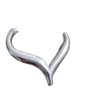 Silver Tone Wishbone Brooch Pin 2" Minimalist Lucky Charm Career Classic